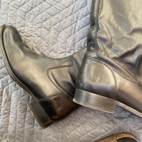 Frye Molly Knee High Extra Wide Calf Riding Boot Black Leather - Picture 8 of 9